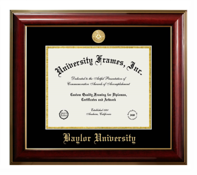 Baylor University Diploma Frame in Classic Mahogany with Gold Trim with Black & Gold Mats for document: 8 1/2"h x 11"w  