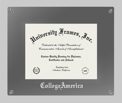 CollegeAmerica Lucent Clear-over-Smoke Frame in Lucent Smoke Moulding with Lucent Smoke Mat for document: 8 1/2"h x 11"w  