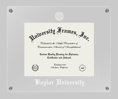 Baylor University Lucent Clear-over-Clear Frame in Lucent Clear Moulding with Lucent Clear Mat for document: 8 1/2"h x 11"w  