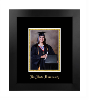 BayView University 5 x 7 Portrait Frame in Manhattan Black with Black & Gold Mats