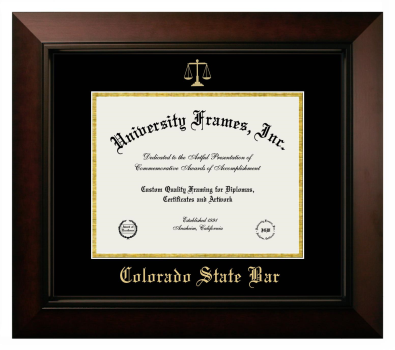Colorado State Bar Diploma Frame in Legacy Black Cherry with Black & Gold Mats for DOCUMENT: 8 1/2"H X 11"W  