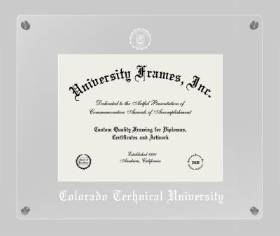 Colorado Technical University Lucent Clear-over-Clear Frame in Lucent Clear Moulding with Lucent Clear Mat for DOCUMENT: 8 1/2"H X 11"W  