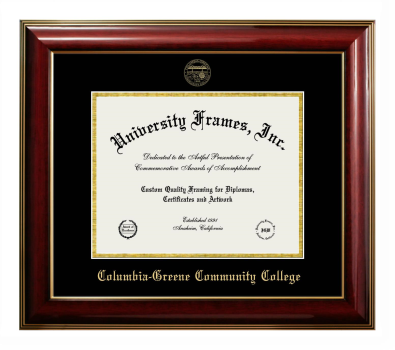 Columbia-Greene Community College Diploma Frame in Classic Mahogany with Gold Trim with Black & Gold Mats for document: 8 1/2"h x 11"w  