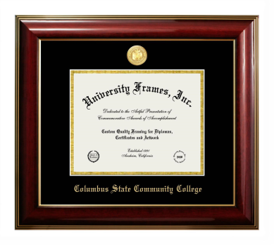 Diploma Frame in Classic Mahogany with Gold Trim with Black & Gold Mats for DOCUMENT: 7"H X 9"W  