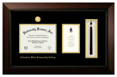 Diploma with Announcement & Tassel Box Frame in Legacy Black Cherry with Black & Gold Mats for DOCUMENT: 7"H X 9"W  ,  7"H X 4"W  