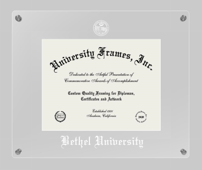 Bethel University (Tennessee) Lucent Clear-over-Clear Frame in Lucent Clear Moulding with Lucent Clear Mat for document: 8 1/2"h x 11"w  