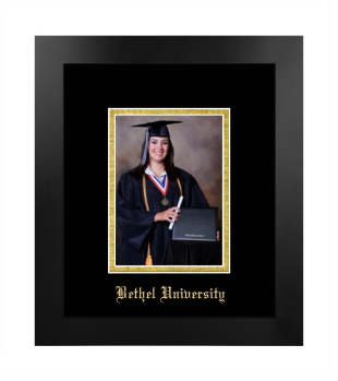 Bethel University (Tennessee) 5 x 7 Portrait Frame in Manhattan Black with Black & Gold Mats