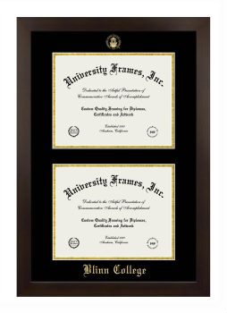 Blinn College Double Degree (Stacked) Frame in Manhattan Espresso with Black & Gold Mats for document: 8 1/2"h x 11"w  , document: 8 1/2"h x 11"w  