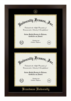 Brandman University Double Degree (Stacked) Frame in Manhattan Espresso with Black & Gold Mats for document: 11"h x 14"w  , document: 11"h x 14"w  