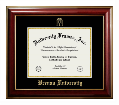 Brenau University Diploma Frame in Classic Mahogany with Gold Trim with Black & Gold Mats for document: 8 1/2"h x 11"w  