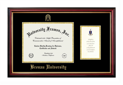 Brenau University Diploma with Announcement Frame in Petite Mahogany with Gold Trim with Black & Gold Mats for document: 8 1/2"h x 11"w  , diploma: 7"h x 4"w  