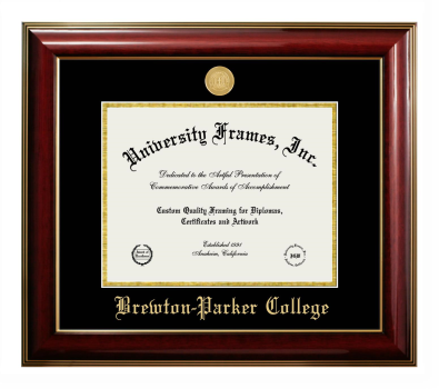 Brewton-Parker College Diploma Frame in Classic Mahogany with Gold Trim with Black & Gold Mats for DOCUMENT: 8 1/2"H X 11"W  