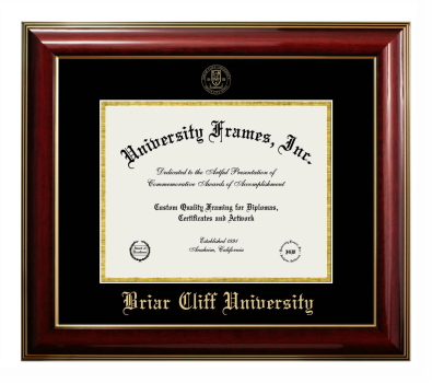 Briar Cliff University Diploma Frame in Classic Mahogany with Gold Trim with Black & Gold Mats for document: 8 1/2"h x 11"w  