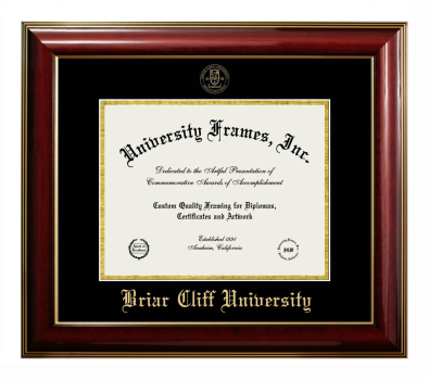 Briar Cliff University Diploma Frame in Classic Mahogany with Gold Trim with Black & Gold Mats for DOCUMENT: 8 1/2"H X 11"W  