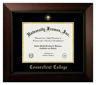 Connecticut College Diploma Frame in Legacy Black Cherry with Black & Gold Mats for DOCUMENT: 8 1/2"H X 11"W  