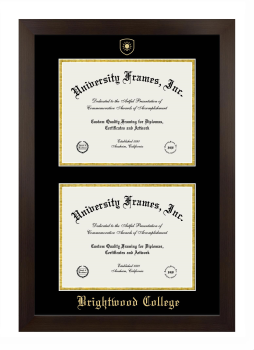 Brightwood College Double Degree (Stacked) Frame in Manhattan Espresso with Black & Gold Mats for document: 8 1/2"h x 11"w  , document: 8 1/2"h x 11"w  