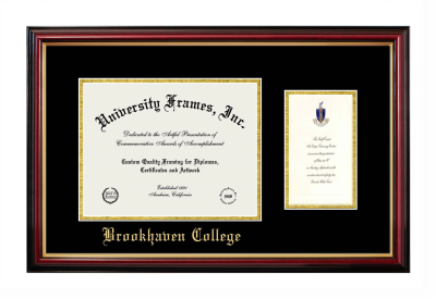 Brookhaven College Diploma with Announcement Frame in Petite Mahogany with Gold Trim with Black & Gold Mats for document: 8 1/2"h x 11"w  , diploma: 7"h x 4"w  