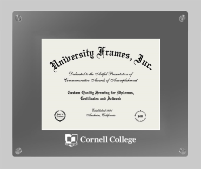 Cornell College Lucent Clear-over-Smoke Frame in Lucent Smoke Moulding with Lucent Smoke Mat for DOCUMENT: 8 1/2"H X 11"W  