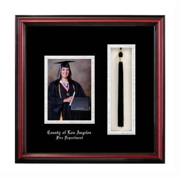 5 x 7 Portrait with Tassel Box Frame in Petite Cherry with Black & Silver Mats