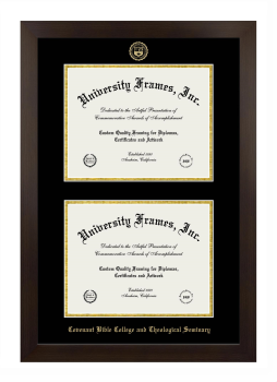 Covenant Bible College and Theological Seminary Double Degree (Stacked) Frame in Manhattan Espresso with Black & Gold Mats for document: 8 1/2"h x 11"w  , document: 8 1/2"h x 11"w  