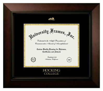 Hocking College Diploma Frame in Legacy Black Cherry with Black & Gold Mats for DOCUMENT: 8 1/2"H X 11"W  