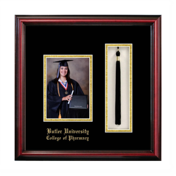 Butler University College of Pharmacy 5 x 7 Portrait with Tassel Box Frame in Petite Cherry with Black & Gold Mats