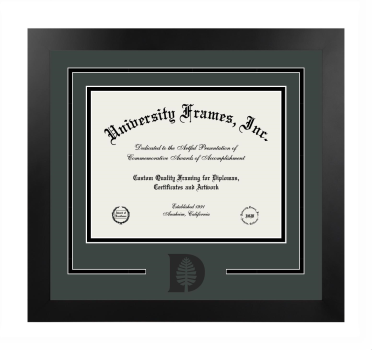 Dartmouth College Logo Mat Frame in Manhattan Black with Forest Green & Black Mats for DOCUMENT: 8 1/2"H X 11"W  