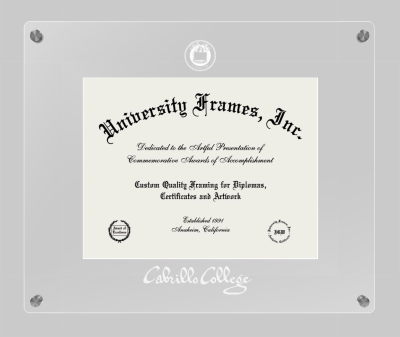 Cabrillo College Lucent Clear-over-Clear Frame in Lucent Clear Moulding with Lucent Clear Mat for DOCUMENT: 8 1/2"H X 11"W  