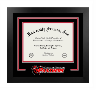 Davenport University College of Urban Education Logo Mat Frame in Manhattan Black with Black & Red Mats for document: 8 1/2"h x 11"w  