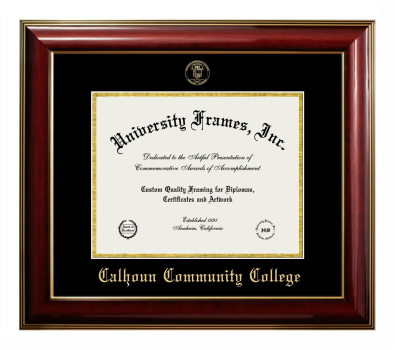 Calhoun Community College Diploma Frame in Classic Mahogany with Gold Trim with Black & Gold Mats for document: 8 1/2"h x 11"w  