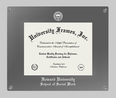 Howard University School of Social Work Lucent Clear-over-Smoke Frame in Lucent Smoke Moulding with Lucent Smoke Mat for document: 8 1/2"h x 11"w  