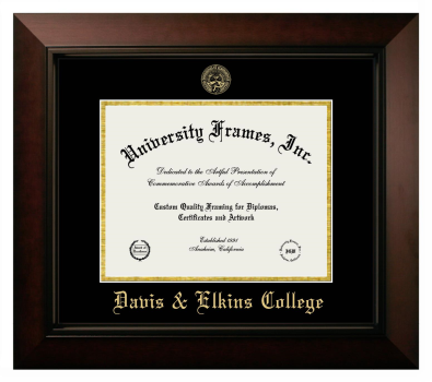 Davis & Elkins College Diploma Frame in Legacy Black Cherry with Black & Gold Mats for document: 8 1/2"h x 11"w  