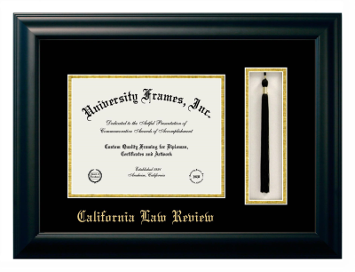 California Law Review Diploma with Tassel Box Frame in Satin Black with Black & Gold Mats for DOCUMENT: 8 1/2"H X 11"W  