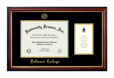 Defiance College Diploma with Announcement Frame in Petite Mahogany with Gold Trim with Black & Gold Mats for document: 8 1/2"h x 11"w  , diploma: 7"h x 4"w  