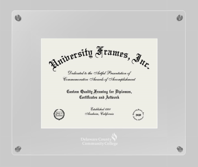 Delaware County Community College Lucent Clear-over-Clear Frame in Lucent Clear Moulding with Lucent Clear Mat for document: 8 1/2"h x 11"w  
