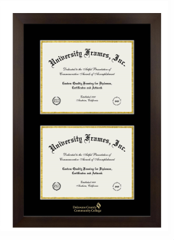 Delaware County Community College Double Degree (Stacked) Frame in Manhattan Espresso with Black & Gold Mats for document: 8 1/2"h x 11"w  , document: 8 1/2"h x 11"w  