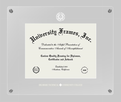 Delaware Technical Community College Lucent Clear-over-Clear Frame in Lucent Clear Moulding with Lucent Clear Mat for document: 8 1/2"h x 11"w  