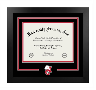 California State University, Channel Islands Logo Mat Frame in Manhattan Black with Black & Red Mats for DOCUMENT: 8 1/2"H X 11"W  
