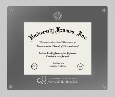 California State University, Channel Islands Lucent Clear-over-Smoke Frame in Lucent Smoke Moulding with Lucent Smoke Mat for document: 8 1/2"h x 11"w  