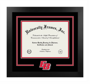 California State University, East Bay Logo Mat Frame in Manhattan Black with Black & Red Mats for DOCUMENT: 8 1/2"H X 11"W  