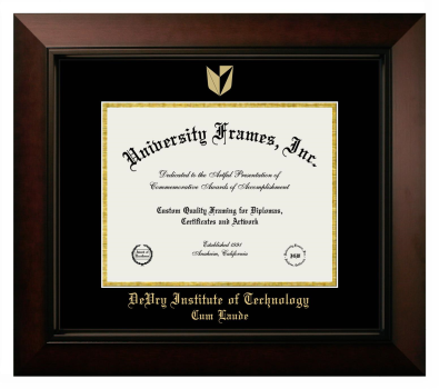 DeVry Institute of Technology Cum Laude  (California) Diploma Frame in Legacy Black Cherry with Black & Gold Mats for DOCUMENT: 8 1/2"H X 11"W  