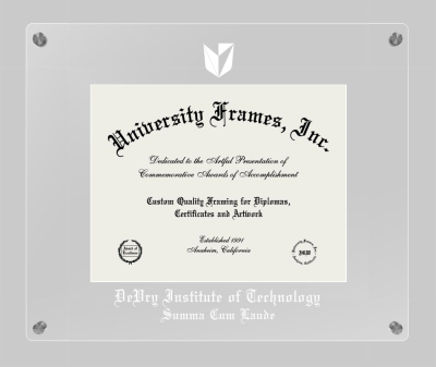 DeVry Institute of Technology Summa Cum Laude (Phoenix, Arizona) Lucent Clear-over-Clear Frame in Lucent Clear Moulding with Lucent Clear Mat for document: 8 1/2"h x 11"w  