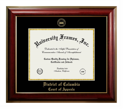 District of Columbia Court of Appeals Diploma Frame in Classic Mahogany with Gold Trim with Black & Gold Mats for document: 8 1/2"h x 11"w  