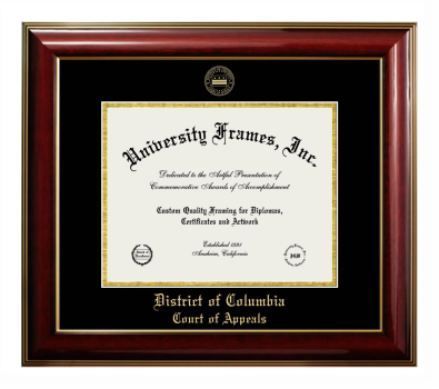 District of Columbia Court of Appeals Diploma Frame in Classic Mahogany with Gold Trim with Black & Gold Mats for DOCUMENT: 8 1/2"H X 11"W  