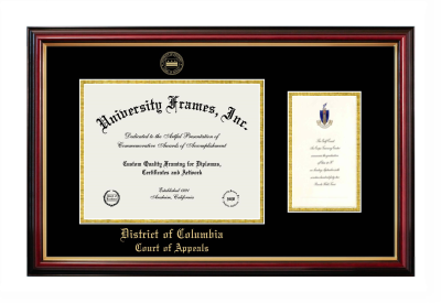 District of Columbia Court of Appeals Diploma with Announcement Frame in Petite Mahogany with Gold Trim with Black & Gold Mats for document: 8 1/2"h x 11"w  , diploma: 7"h x 4"w  