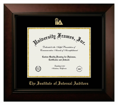 Institute of Internal Auditors Diploma Frame in Legacy Black Cherry with Black & Gold Mats for DOCUMENT: 8 1/2"H X 11"W  