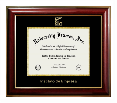 Instituto de Empresa Diploma Frame in Classic Mahogany with Gold Trim with Black & Gold Mats for DOCUMENT: 8 1/2"H X 11"W  