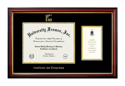 Instituto de Empresa Diploma with Announcement Frame in Petite Mahogany with Gold Trim with Black & Gold Mats for document: 8 1/2"h x 11"w  , diploma: 7"h x 4"w  