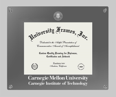 Carnegie Mellon University Carnegie Institute of Technology Lucent Clear-over-Smoke Frame in Lucent Smoke Moulding with Lucent Smoke Mat for document: 8 1/2"h x 11"w  