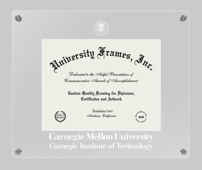 Carnegie Mellon University Carnegie Institute of Technology Lucent Clear-over-Clear Frame in Lucent Clear Moulding with Lucent Clear Mat for document: 8 1/2"h x 11"w  